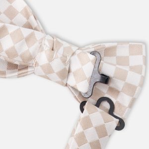 Bow Tie White And Sand Check - Image 3