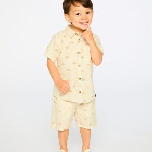 Poplin Shirt Beige Safari Print - Image 3