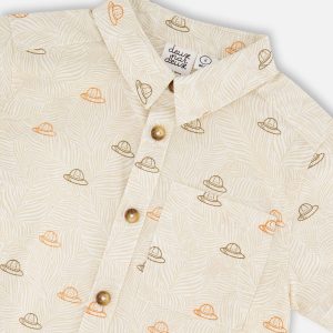 Poplin Shirt Beige Safari Print - Image 5