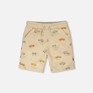 French Terry Shorts Beige Jeep Print