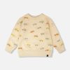 Deux par Deux beige French terry sweatshirt with all‑over jeep print for kids