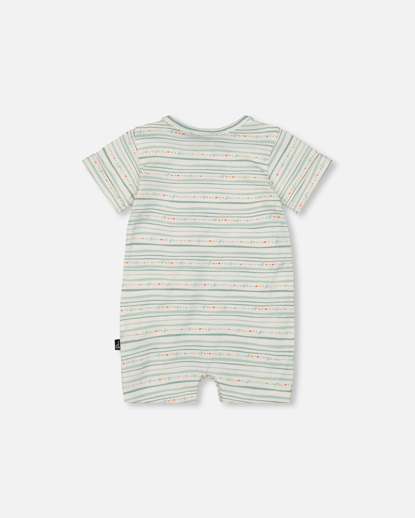 Organic Cotton Romper White Printed Mint Green Lines - Image 2