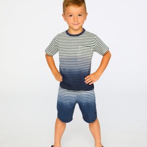 Organic Cotton Shorts Blue Gradient Stripes - Image 3