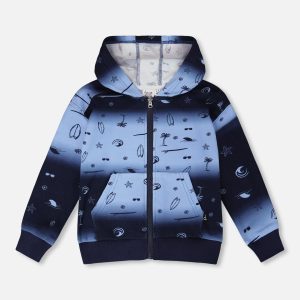 Hooded French Terry Cardigan Blue Gradient - Image 10