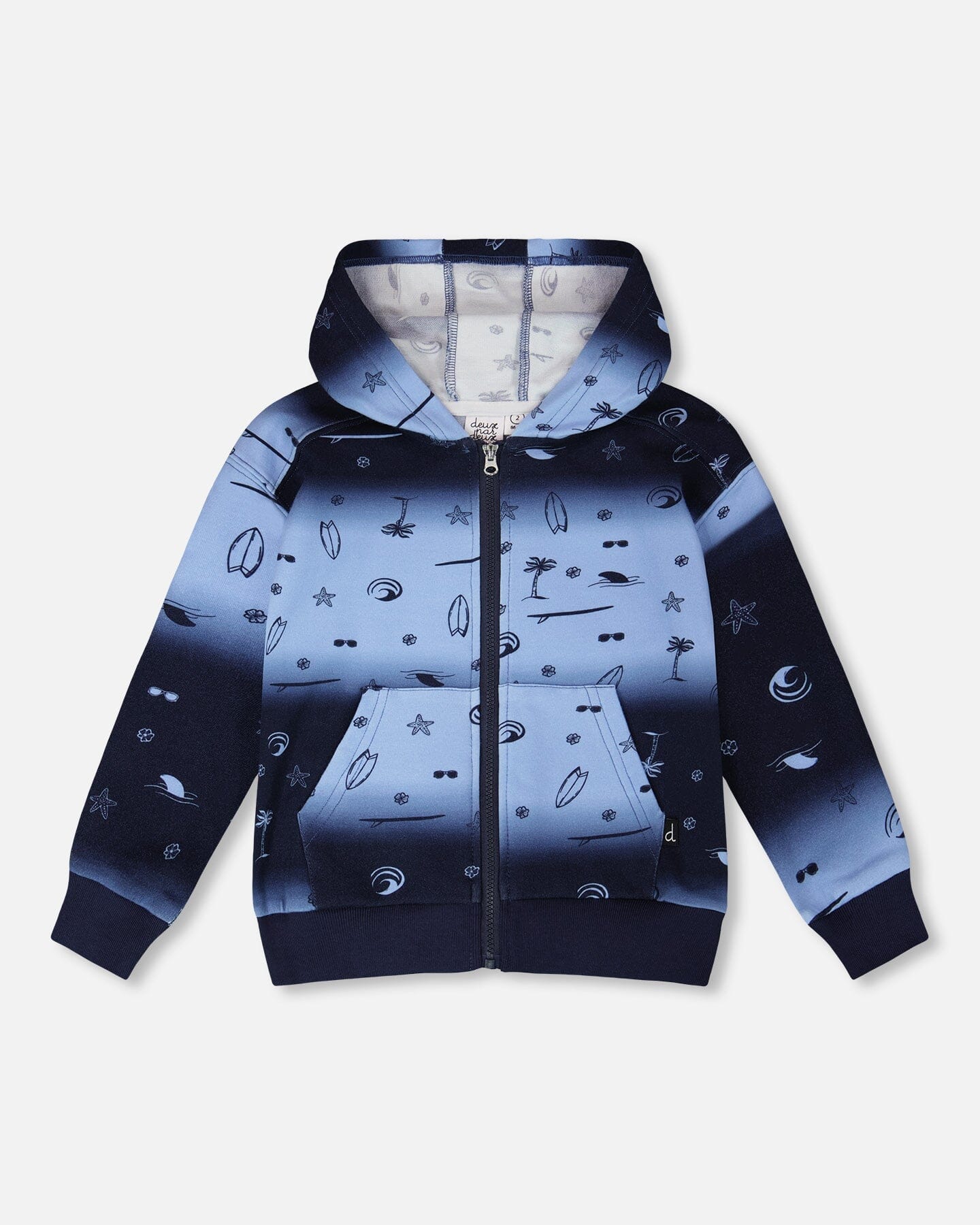 Hooded French Terry Cardigan Blue Gradient - Image 10