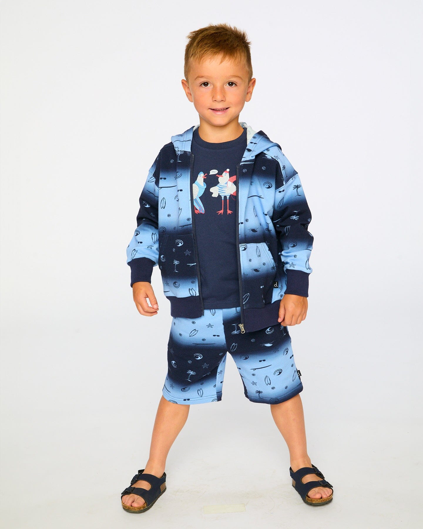 Hooded French Terry Cardigan Blue Gradient - Image 2