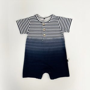 Organic Cotton Romper Blue Gradient Stripes