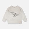 Deux par Deux pale grey French terry sweatshirt with tonal sneaker graphic for kids