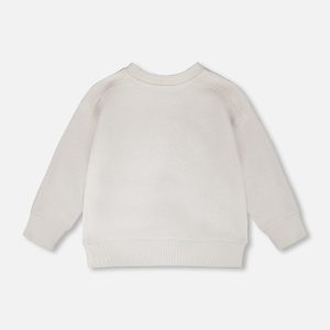 Deux par Deux pale grey French terry sweatshirt with tonal sneaker graphic for kids