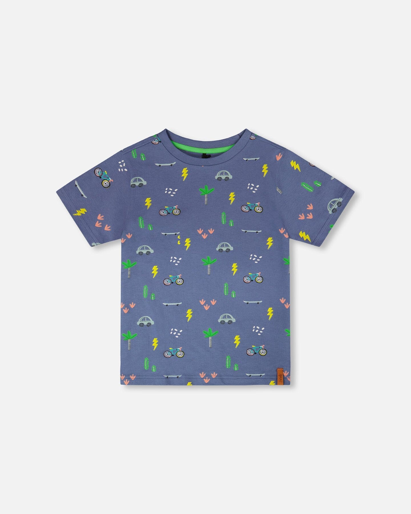 Organic Cotton Jersey T-Shirt Blue Bicycle Print - Image 7