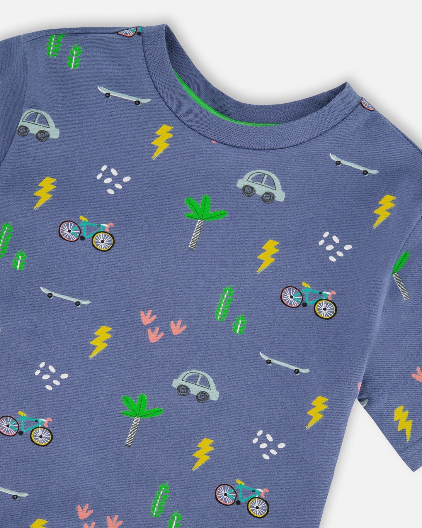 Organic Cotton Jersey T-Shirt Blue Bicycle Print - Image 4