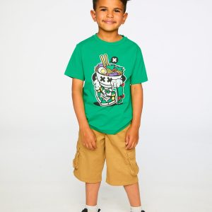 Organic Cotton Jersey T-Shirt With Print Green - Image 4