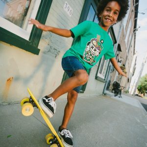Organic Cotton Jersey T-Shirt With Print Green - Image 3