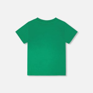 Organic Cotton Jersey T-Shirt With Print Green - Image 5
