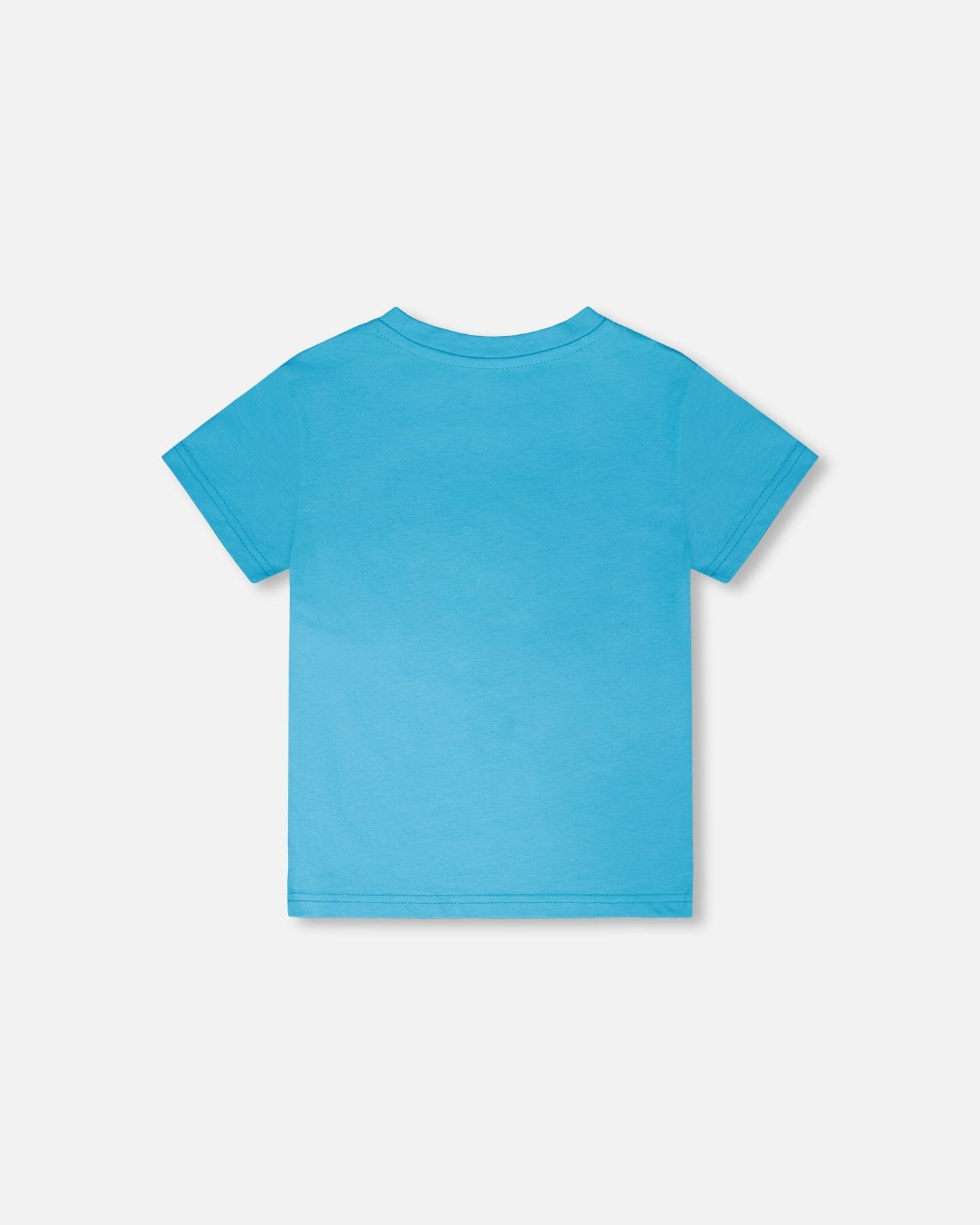 Organic Cotton Jersey T-Shirt With Print Sky Blue - Image 3