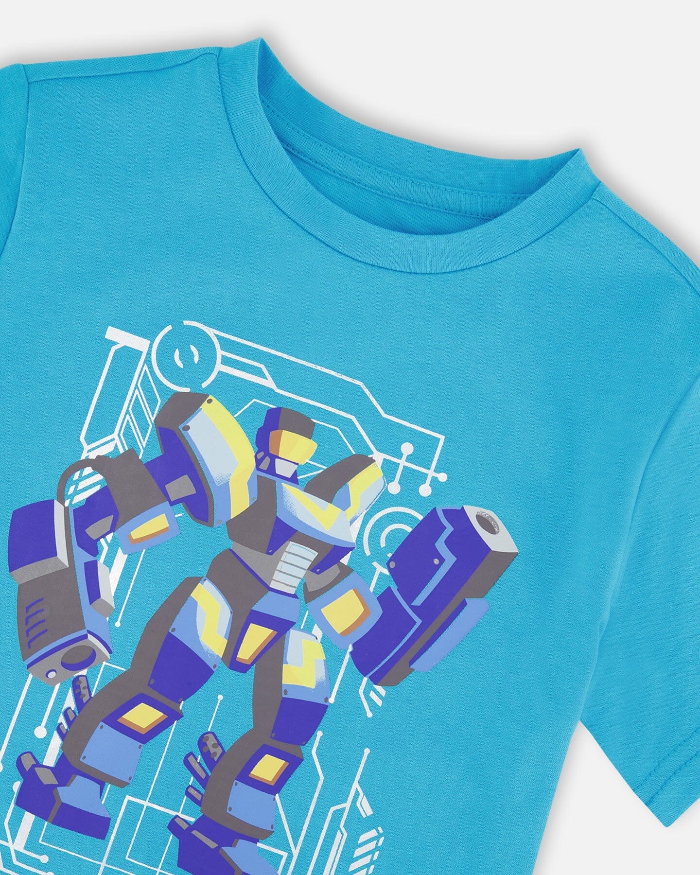 Organic Cotton Jersey T-Shirt With Print Sky Blue - Image 4