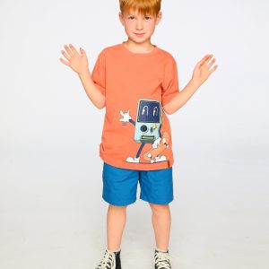 Organic Cotton Jersey T-Shirt With Print Orange - Image 2