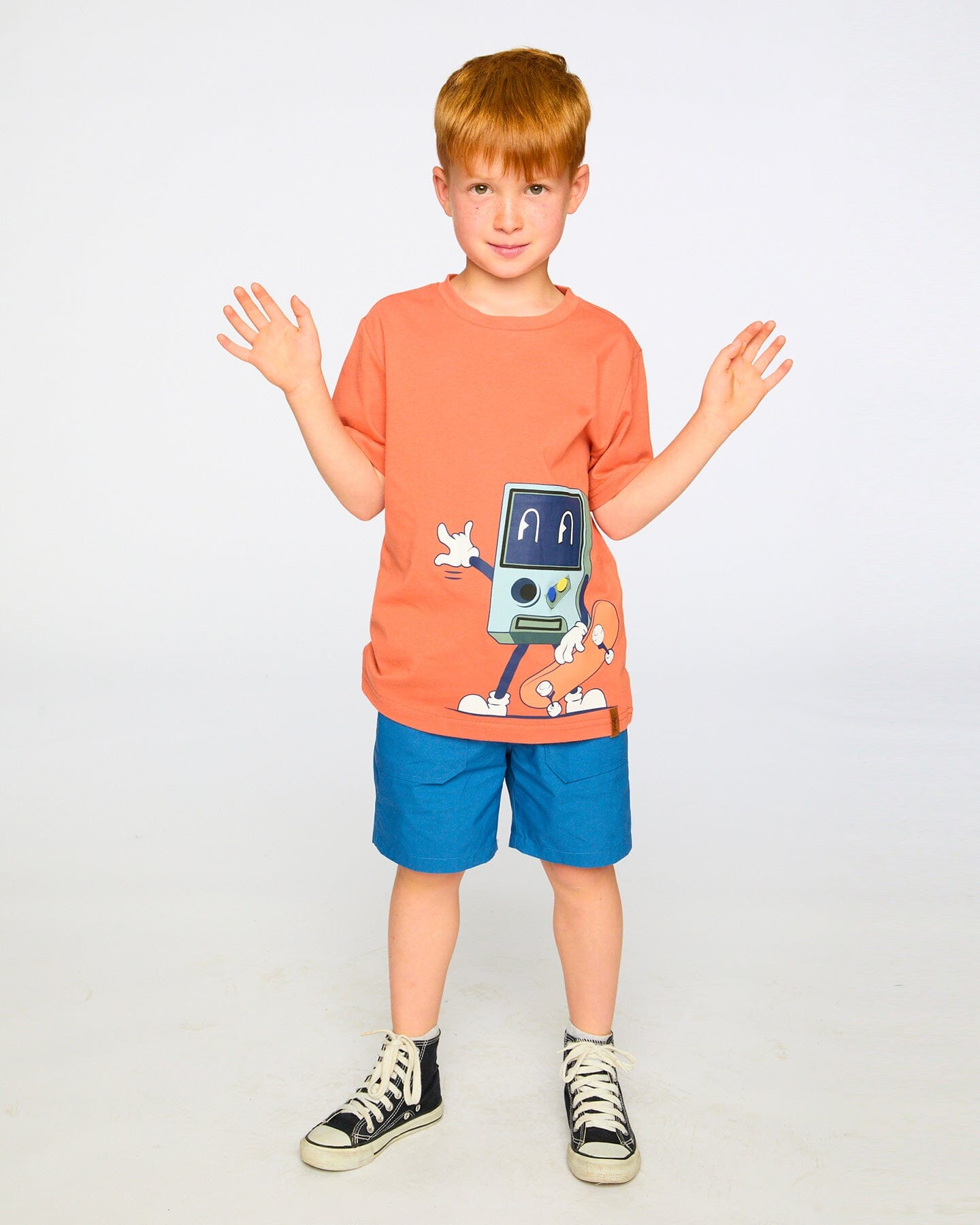 Organic Cotton Jersey T-Shirt With Print Orange - Image 2