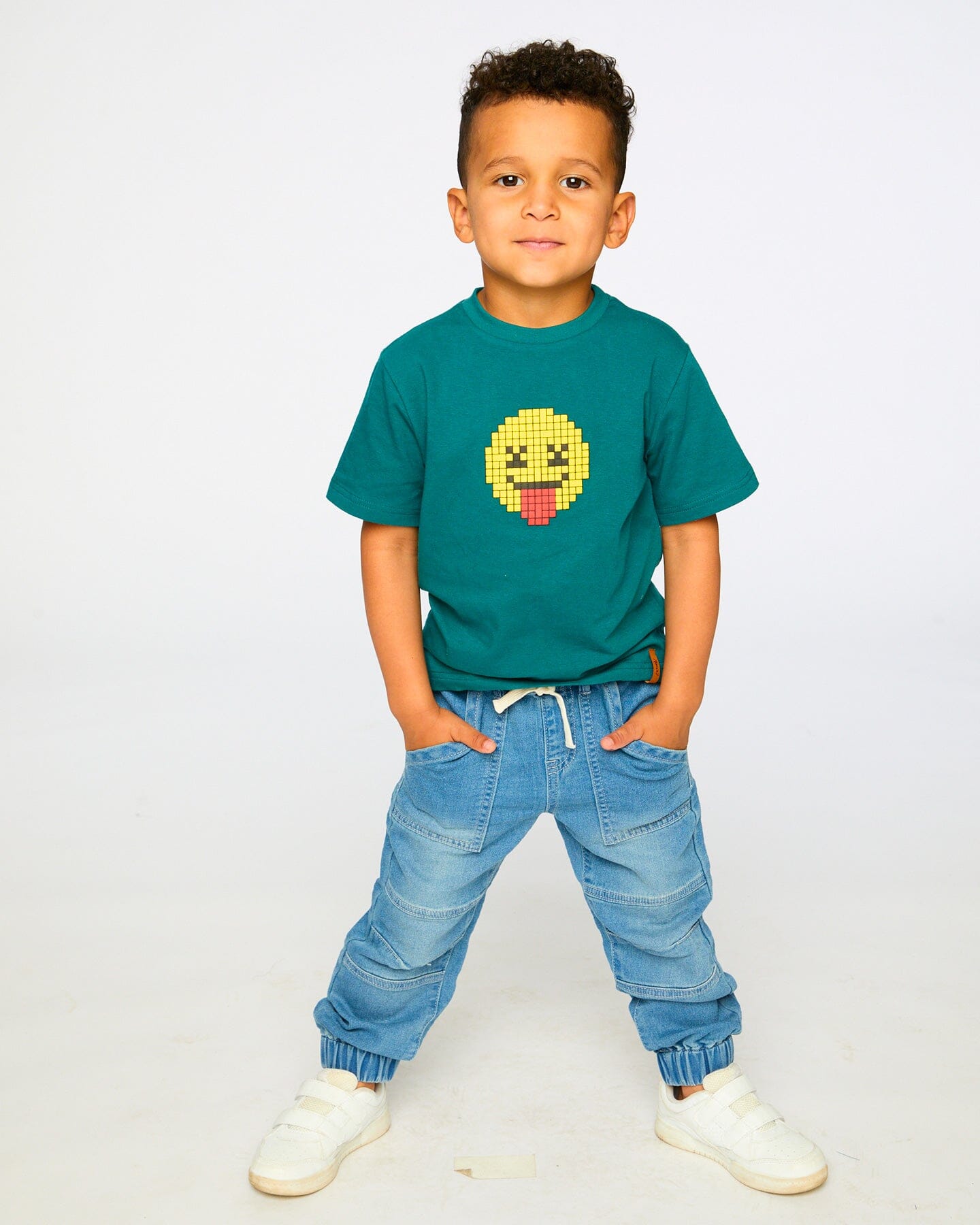 Organic Cotton Jersey T-Shirt With Print Dark Turquoise - Image 3