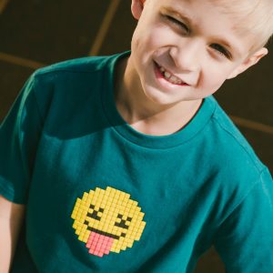 Organic Cotton Jersey T-Shirt With Print Dark Turquoise - Image 2