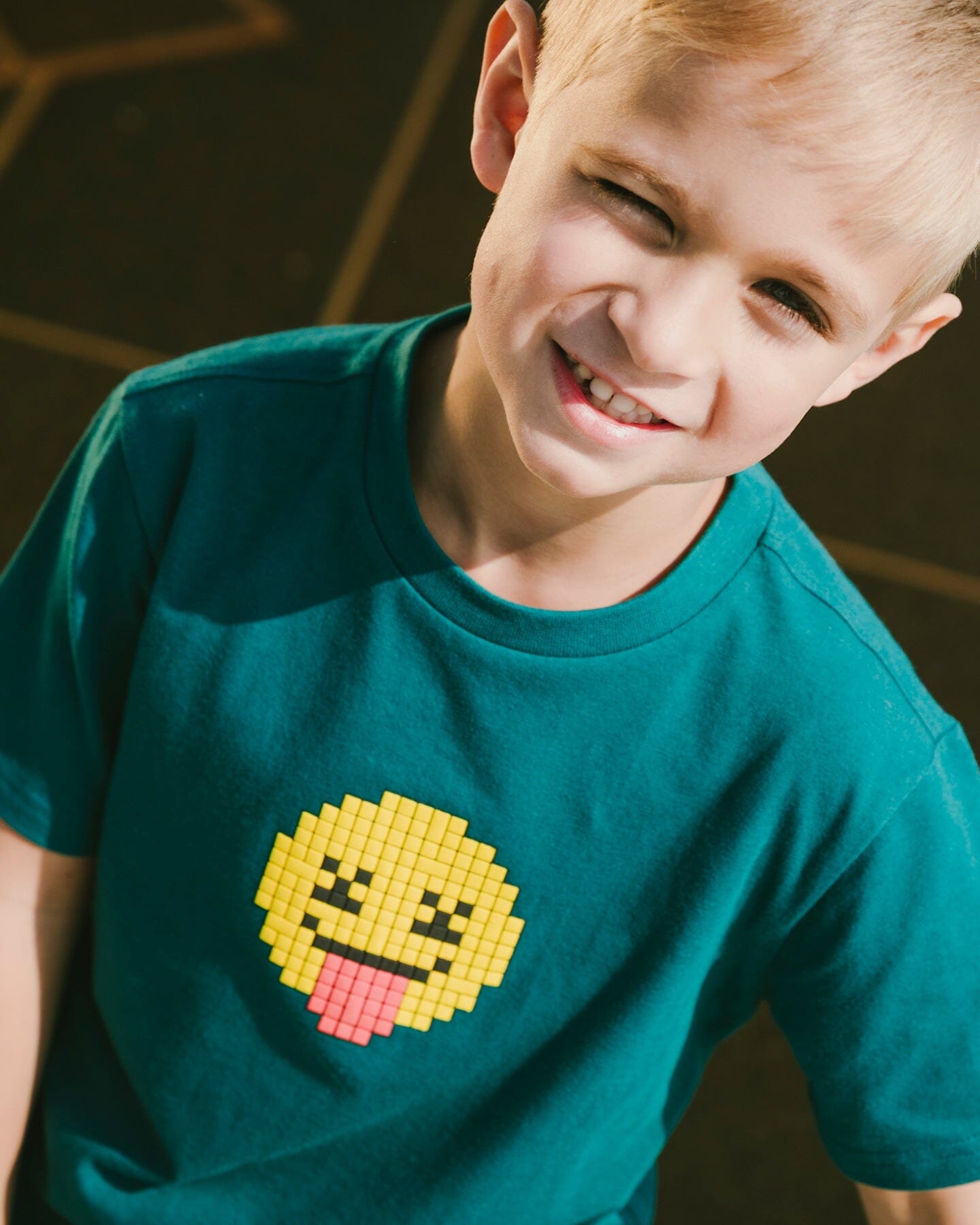 Organic Cotton Jersey T-Shirt With Print Dark Turquoise - Image 2