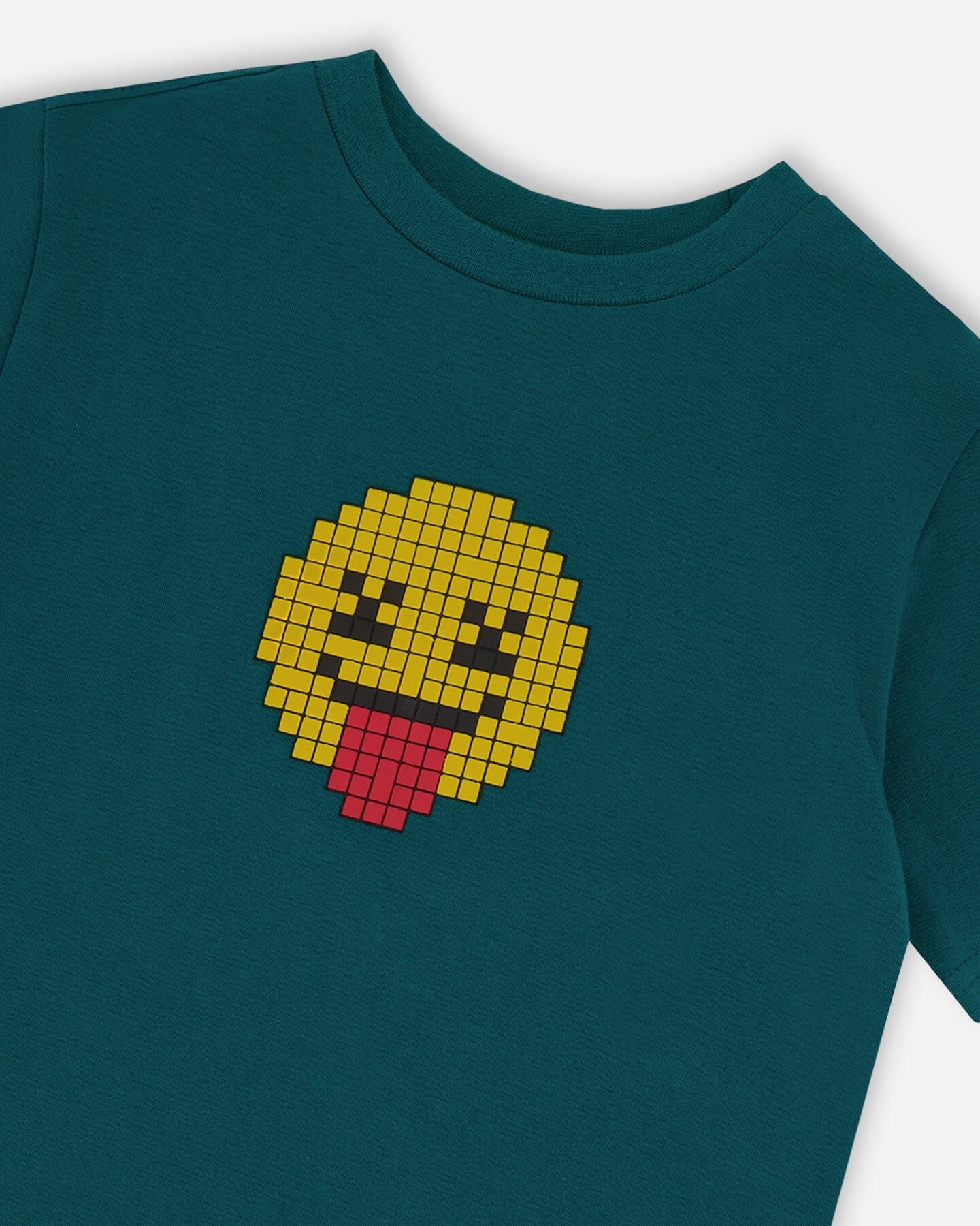 Organic Cotton Jersey T-Shirt With Print Dark Turquoise - Image 5
