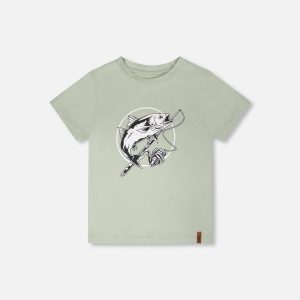 Organic Cotton Jersey T-Shirt With Print Sage