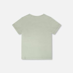 Organic Cotton Jersey T-Shirt With Print Sage - Image 4
