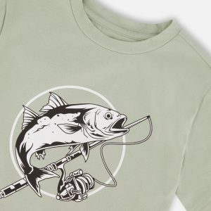Organic Cotton Jersey T-Shirt With Print Sage - Image 5