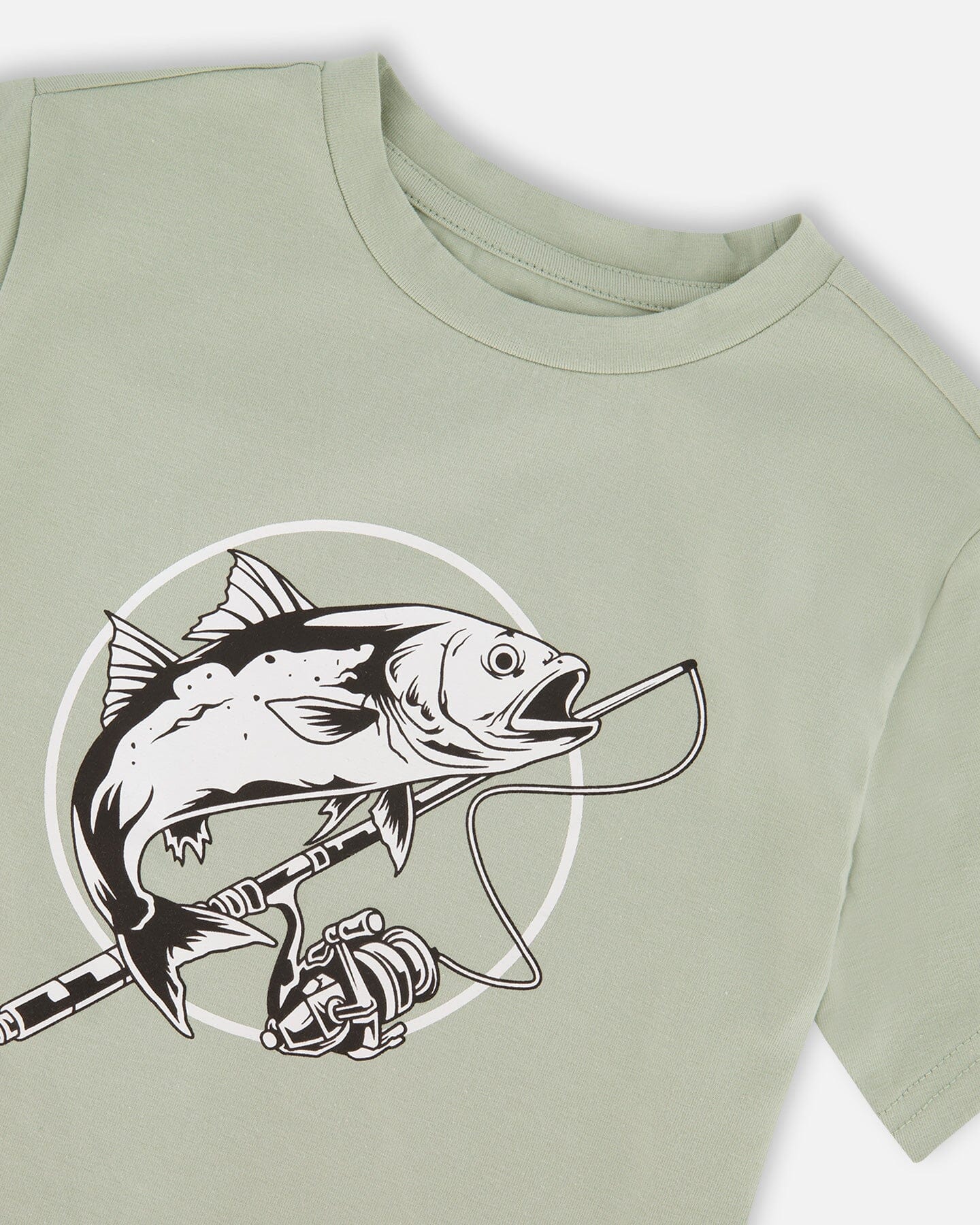 Organic Cotton Jersey T-Shirt With Print Sage - Image 5