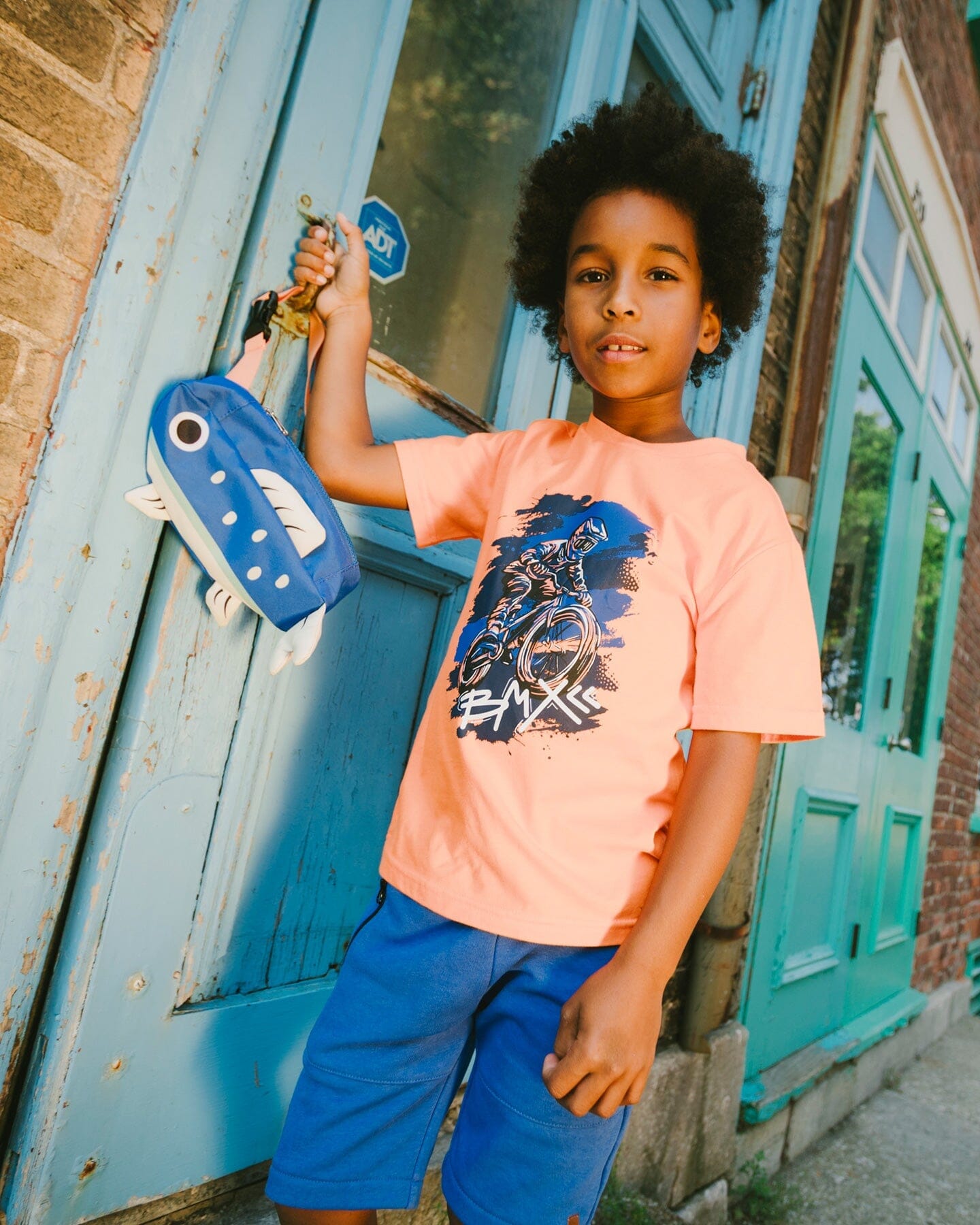 Organic Cotton Jersey T-Shirt With Bmx Print Orange - Image 2