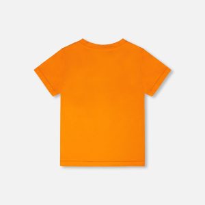 Organic Cotton Jersey T-Shirt With Bmx Print Orange - Image 4