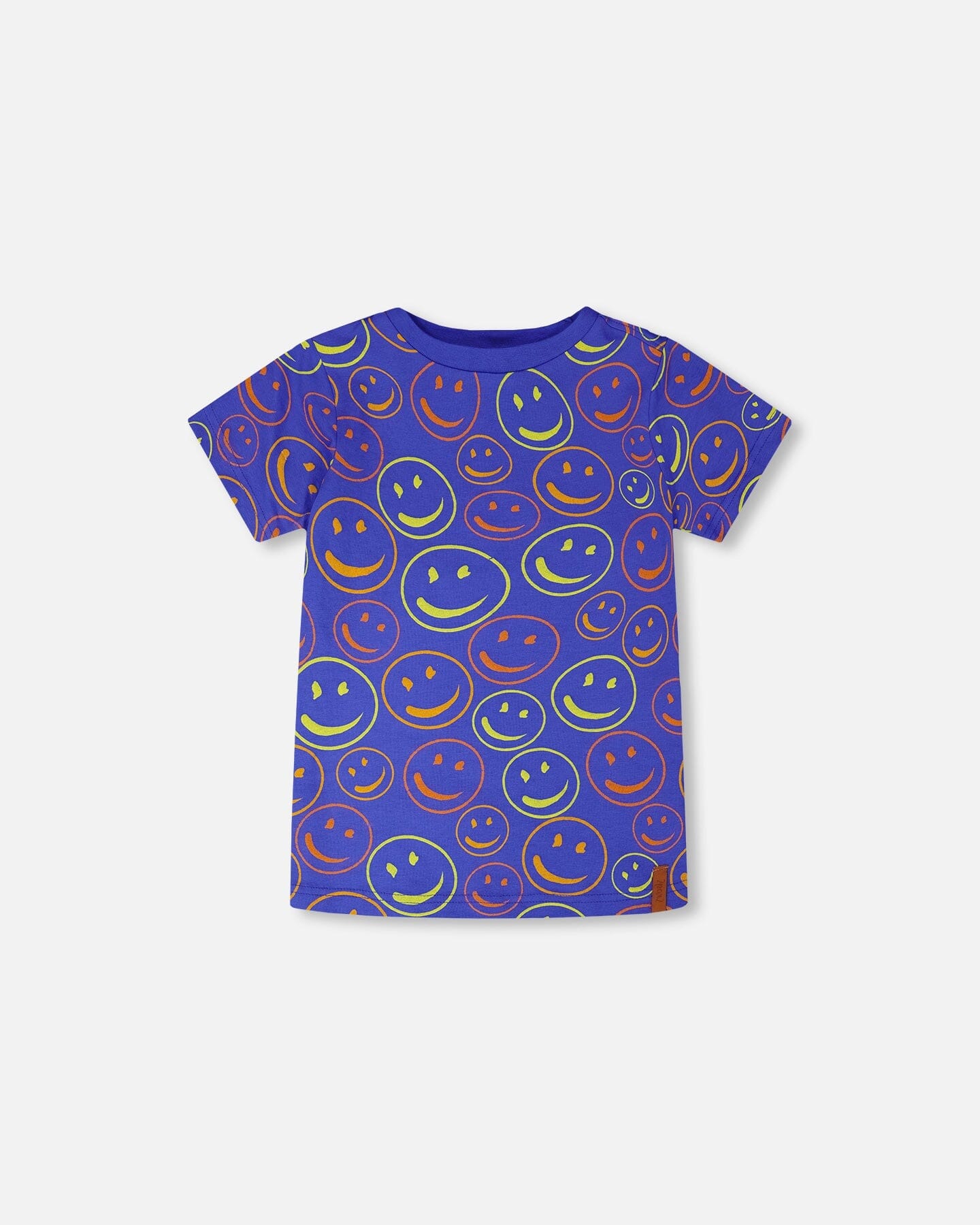 Organic Cotton Jersey T-Shirt Blue Smiley Print - Image 11