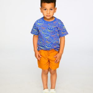 Organic Cotton Jersey T-Shirt Blue Smiley Print - Image 3