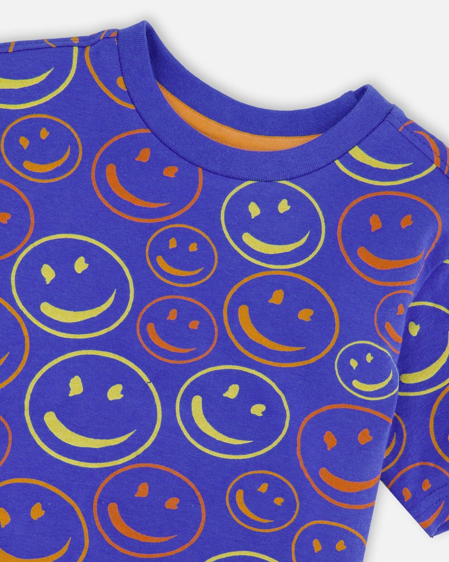 Organic Cotton Jersey T-Shirt Blue Smiley Print - Image 5