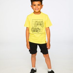 Organic Cotton Jersey T-Shirt With Gamer Print Yellow - Image 3