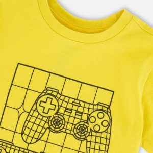 Organic Cotton Jersey T-Shirt With Gamer Print Yellow - Image 5