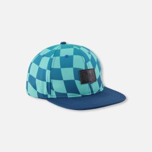 Cap Teal Printed Checkerboard