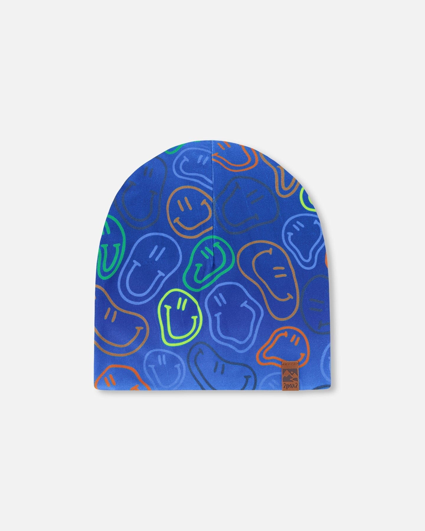 Stretch Jersey Beanie Blue Printed Smileys - Image 7