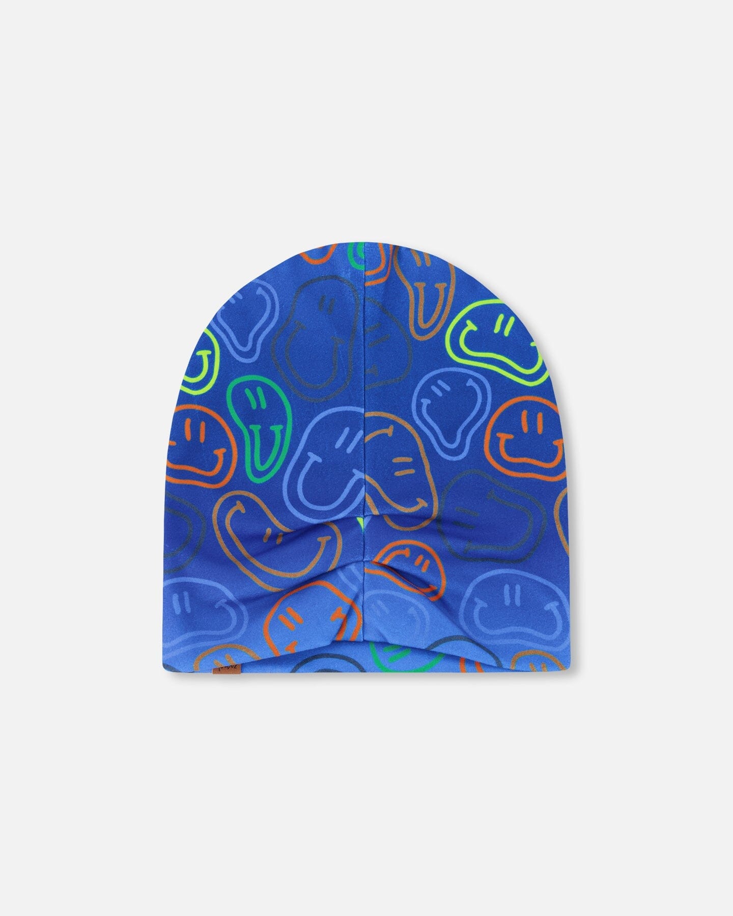 Stretch Jersey Beanie Blue Printed Smileys - Image 4