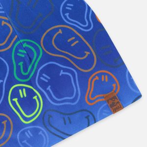 Stretch Jersey Beanie Blue Printed Smileys - Image 5