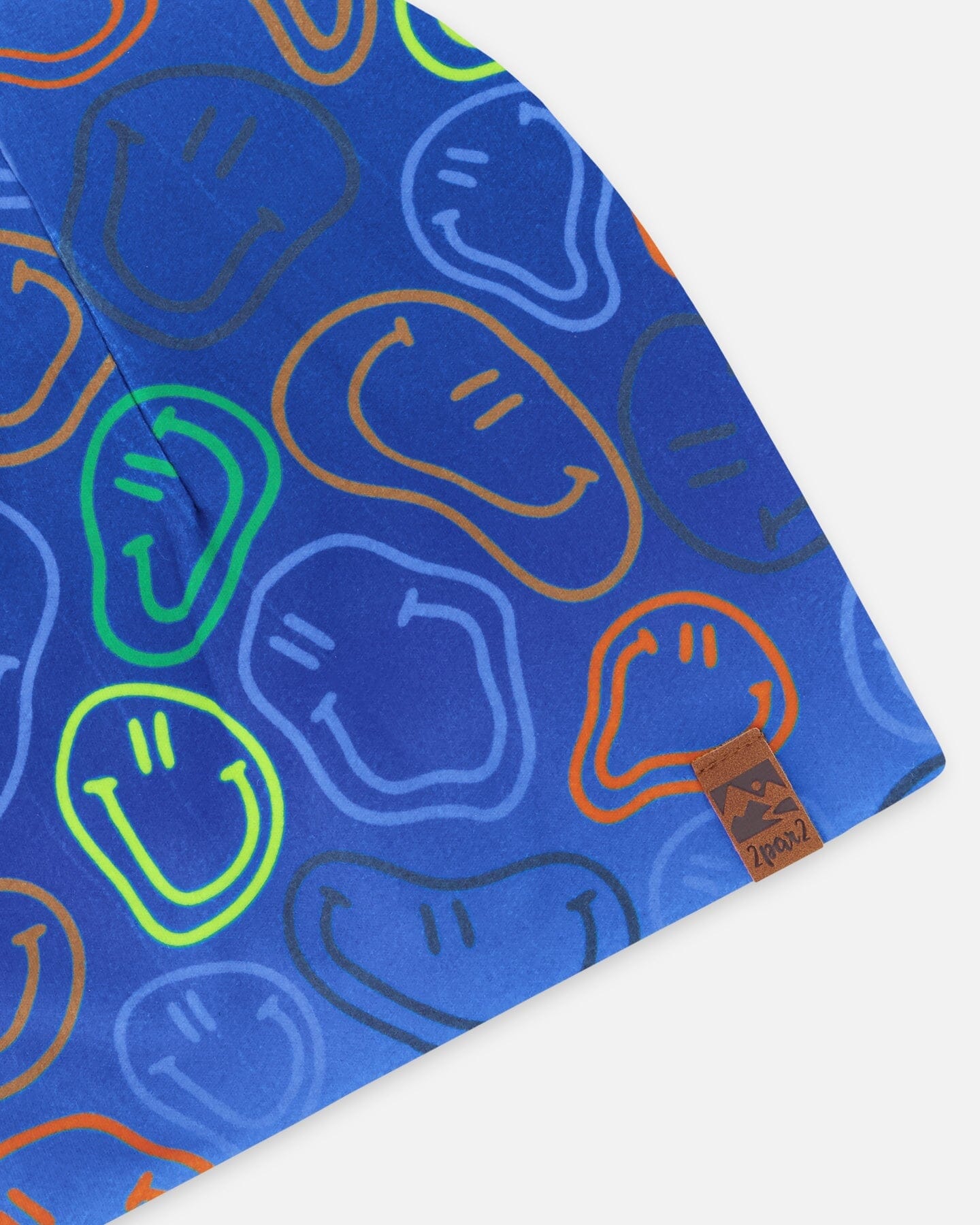 Stretch Jersey Beanie Blue Printed Smileys - Image 5