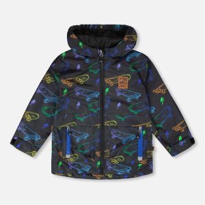 Mid-Season Jacket Black Printed Skateboards - Image 6