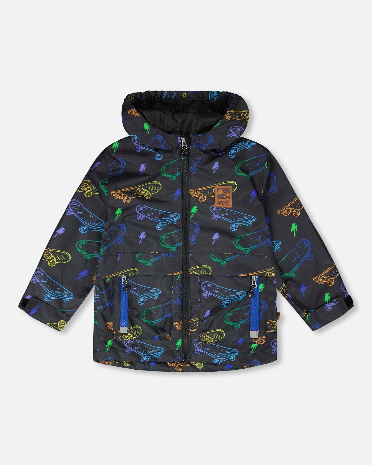 Mid-Season Jacket Black Printed Skateboards - Image 9