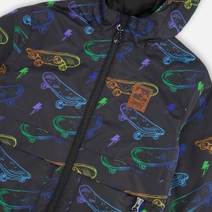 Mid-Season Jacket Black Printed Skateboards - Image 4