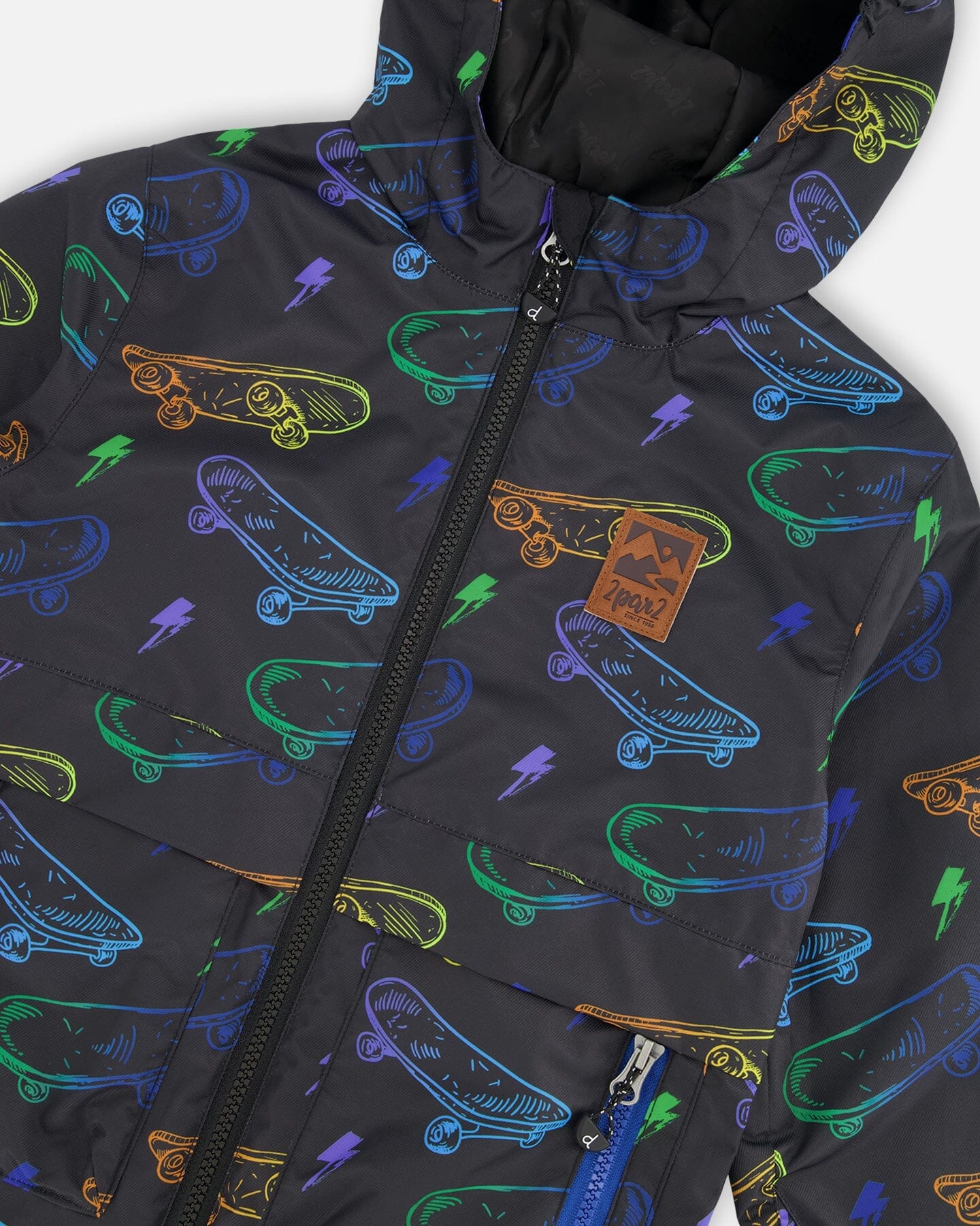Mid-Season Jacket Black Printed Skateboards - Image 4