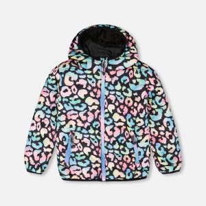 Quilted Mid-Season Jacket Black Animal Print - Image 6