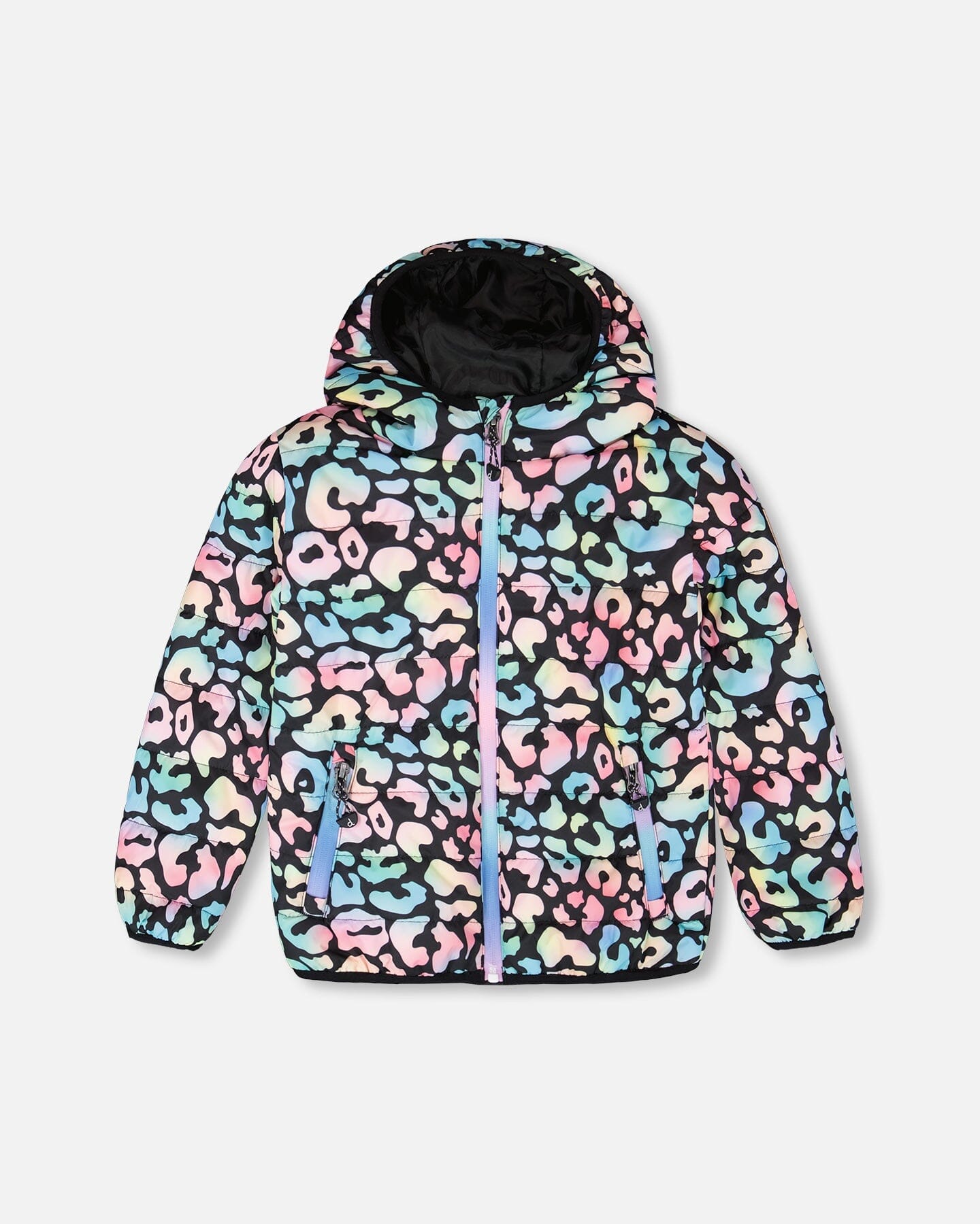 Quilted Mid-Season Jacket Black Animal Print - Image 11