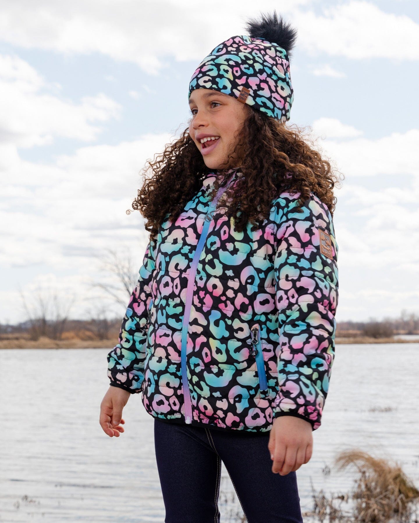 Quilted Mid-Season Jacket Black Animal Print - Image 2