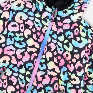 Quilted Mid-Season Jacket Black Animal Print - Image 4